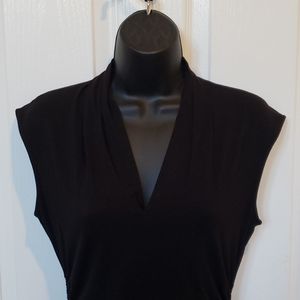 Vince Camuto Sleeveless Black Ruched V-Neck Top